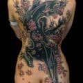 Animals Backpiece Flowers Panther Traditional/Americana Tattoo