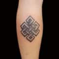 Black & Grey Blackwork Geometric/Mandala Leg Tattoo