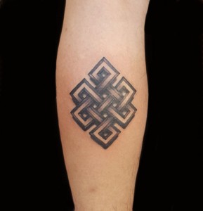 Black & Grey Blackwork Geometric/Mandala Leg Tattoo