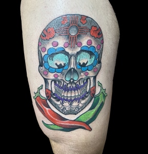 Catrina/Day of the Dead Leg Skull Tattoo
