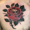 Chest Flowers Skull Traditional/Americana Tattoo